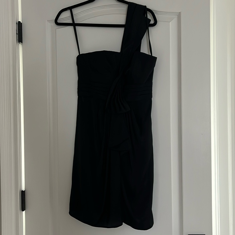 BCBG MAXAZRIA black mini dress, one shoulder size 4
